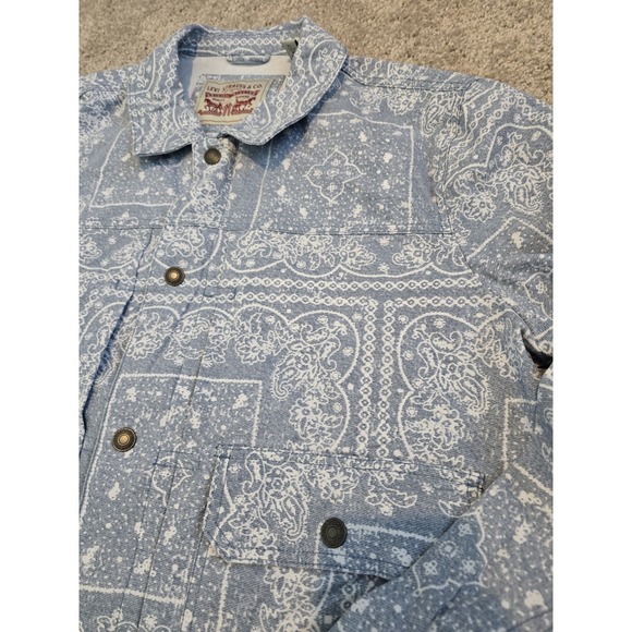 Levi's Lightweight Trucker Shirt Jacket Denim Light Blue Bandana Men's Size XL - Picture 4 of 16